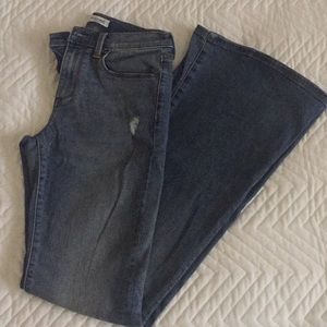 Bell Bottom Faded Denim Jeans